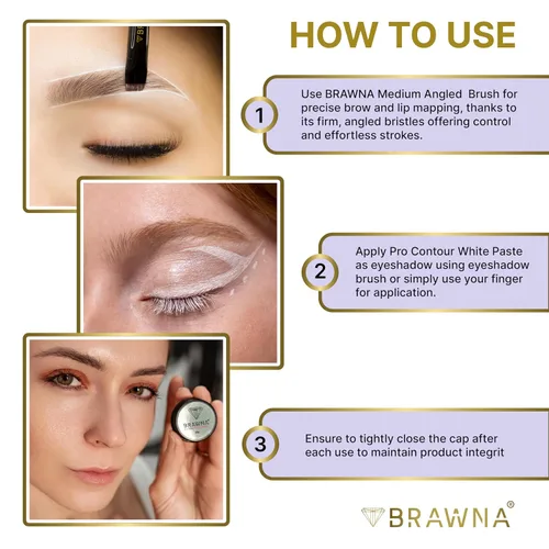 Miniatura 3 de BRAWNA Eyebrow Mapping Kit - 1 Countour White Mapping Paste, 2 Angled Eyebrow Brush - Brow Mapping Supplies - PMU & Microblading Supply