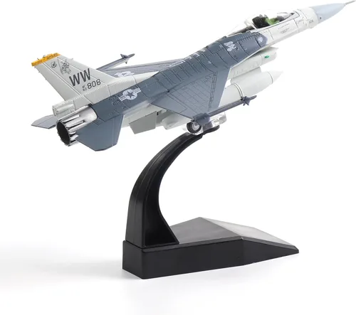 Miniatura 12 de NUOTIE 1/100 F-16C Fighting Falcon Fighter Model Metal DieCast Aircraft Jet Kit Modelo de Avión de Combate Avión de Caza Militar para Colección