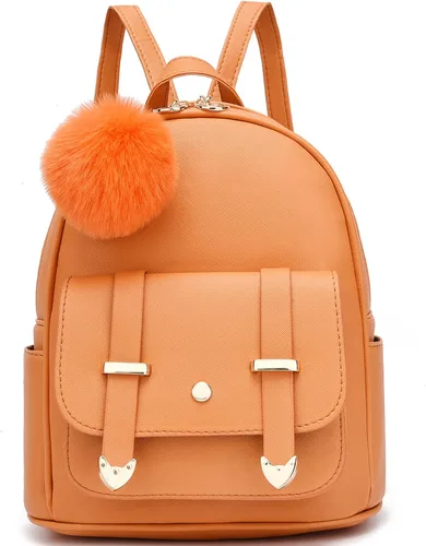 Miniatura 9 de I IHAYNER Mochila de moda para niñas, mini mochila para mujeres, adolescentes y niñas, monederos de piel sintética con pompón, bolsa de hombro