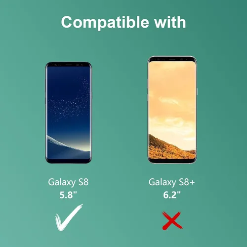 Miniatura 2 de Paquete de 2 protectores de pantalla para Samsung Galaxy S8, compatible con huellas dactilares, película de vidrio templado 9H, fácil instalación