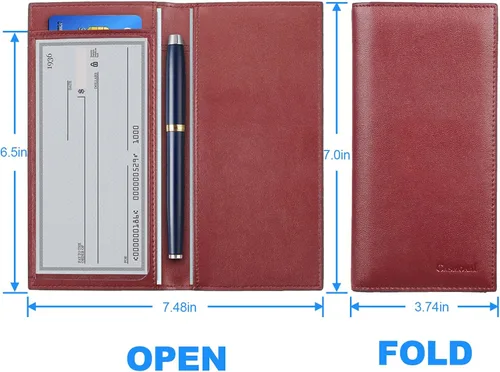 Miniatura 3 de CASMONAL Vegan Leather Checkbook Cover For Men & Women Checkbook Holder Wallet RFID Blocking