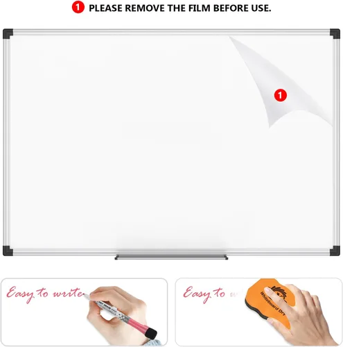 Miniatura 6 de XBoard Pizarra blanca magnética de borrado en seco de 24 x 18 pulgadas, pizarra blanca de doble cara para pared con bandeja de marcadores, tablero