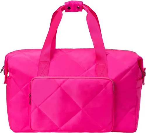 Bolsa de gimnasio rosa intenso para mujer, bolsa de viaje ligera y hinchada de 18 pulgadas para viajes, deportes, yoga, resistente al agua