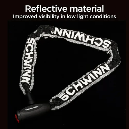 Miniatura 4 de Schwinn - Cadena reflectante con llave y candado para bicicleta, cerradura antirrobo de bicicleta de 3 pies x 8mm, nivel de seguridad 4