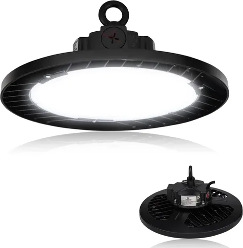 RuggedGrade Luz LED UFO High Bay de la serie Titan VI de 100 W - 16,500 lúmenes - Sensor de movimiento - Color seleccionable 3000K/4000K/5000K -