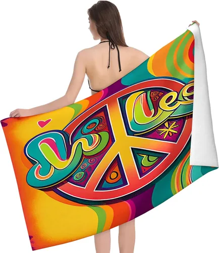 Miniatura 18 de Toalla de playa y piscina, toalla de playa grande suave y absorbente para natación, deportes, playa, gimnasio, 32 x 52 pulgadas