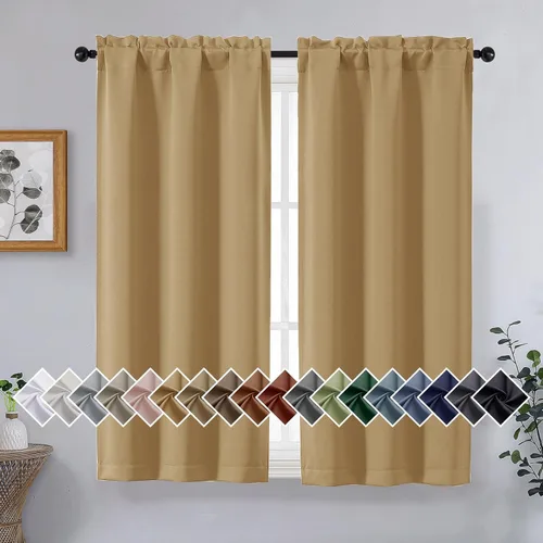 Miniatura 248 de OVZME Cortinas opacas turquesa para tratamiento de ventanas pequeñas, cortinas cortas con bloqueo de luz para ventana de cocina sobre el fregadero