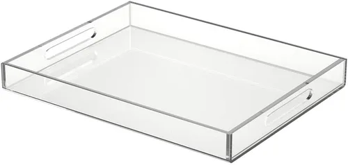 Miniatura 21 de NIUBEE Bandeja acrílica para servir de 12 x 12 pulgadas -a prueba de derrames- bandeja organizadora decorativa para mesa de café otomana y encimera