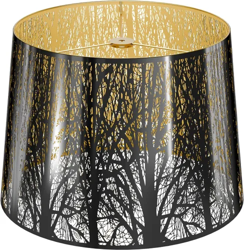 Miniatura 16 de Pantalla grande de lámpara de tambor con proceso de grabado en metal, Alucset, para lámpara de mesa y de pie, diseño de estrellas celestes, 12 x 14