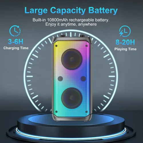 Miniatura 15 de Altavoz Bluetooth, altavoces para exteriores de 80W de potencia máxima, Bluetooth inalámbrico, TWS altavoces portátiles para fiestas con subwoofer