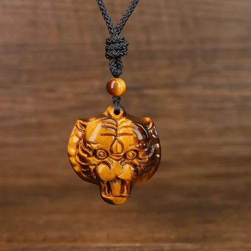Miniatura 4 de AMORWING - Collar con colgante de tigre de piedra de ojo de tigre