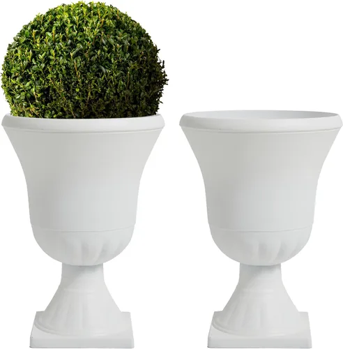 Miniatura 9 de Worth Macetas de plástico para jardín para plantas al aire libre, árbol de 22 pulgadas de alto, paquete de 2 macetas redondas clásicas de resina