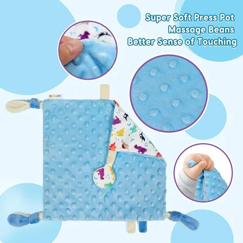 Miniatura 2 de Dr.Rapeti Manta de seguridad para bebé, bebé, niño pequeño, 10 x 10 pulgadas, juguete sensorial lavable, manta de apaciguamiento amoroso (dinosaurio)