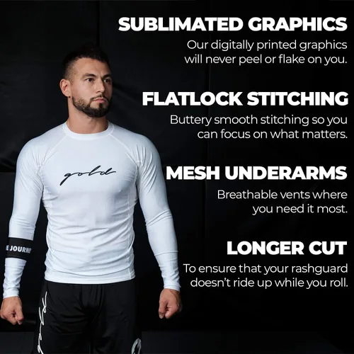 Miniatura 3 de Gold BJJ Foundation Rash Guard - Rashguard de Jiu Jitsu sin Gi y Gi