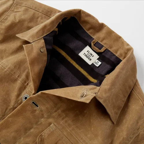Miniatura 8 de Huckberry Flint and Tinder Chaqueta de Camionero Encerada con Forro de Franela para Hombre, Chaqueta para Hombre Resistente al Agua y a la Intemperie