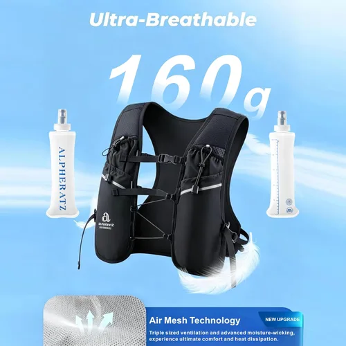 Miniatura 6 de Alpheratz Chaleco de hidratación para correr con vejiga de agua de 16.9 fl oz, correas ajustables ligeras para el pecho, mochila de hidratación