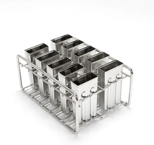 Miniatura 5 de Molde para paletas de hielo, moldes de acero inoxidable, soporte para palitos de helado (10 unidades)