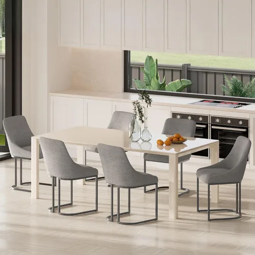 Miniatura 12 de COLAMY LUMA - Juego de 2 sillas de comedor de tela tapizada con patas de metal y cojín acolchado, sillas laterales sin brazos para comedor, cocina