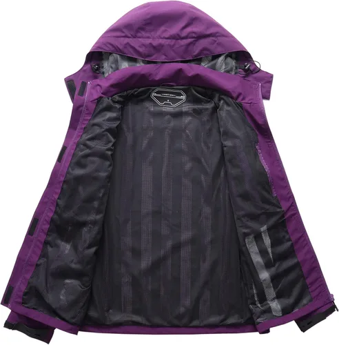 Miniatura 3 de OTU Chaqueta impermeable para mujer, ligera, impermeable con capucha para senderismo, viajes al exterior.