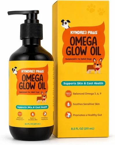 Aceite Omega-3-6-9 para perros, con sabor natural y sin olor a pescado, 8.5 onzas líquidas, alternativa al aceite de pescado a base de salmón, 52%