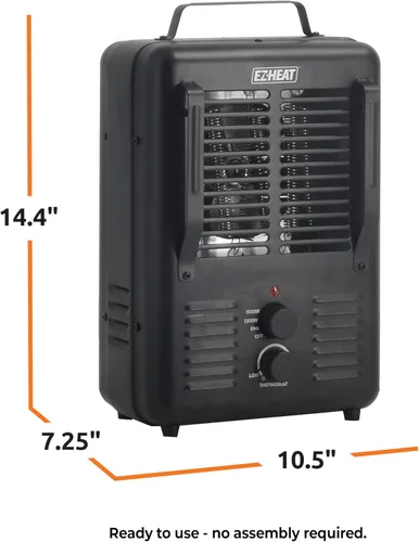 Miniatura 6 de EZ-HEAT Calentador de espacio utilitario portátil de 1,500 vatios estilo casa de ordeño con termostato ajustable, protección contra Negro mate