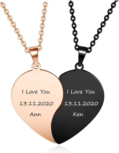 Zysta Collares personalizados de rompecabezas de corazón a juego para parejas novio novia mujeres hombres yinyang para parejas collar con colgante