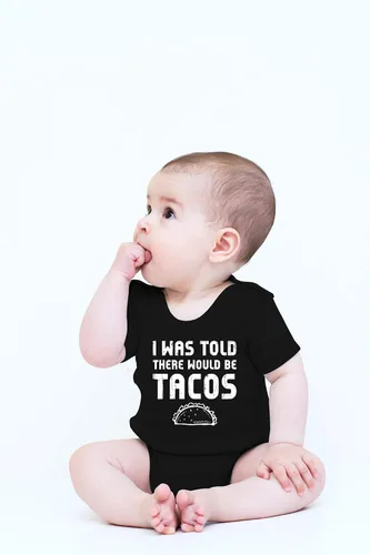 Miniatura 6 de CBTwear Body de bebé con texto en inglés "I Was Told There Would Be Tacos" - Lindo mameluco de humor unisex para recién nacidos