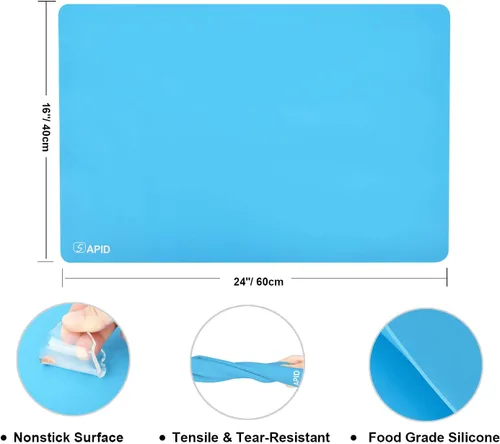 Miniatura 2 de SAPID - Lámina de silicona extragrande para manualidades, alfombrillas gruesas de silicona para fundición de joyas, alfombrilla de silicona Azul