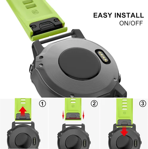 Miniatura 5 de OVERSTEP Correa de reloj de silicona suave compatible con Garmin Fenix 5X Band de 1.024 in de ancho para Fenix 6X/Fenix 7X/Fenix 5X Plus/Fenix 6X