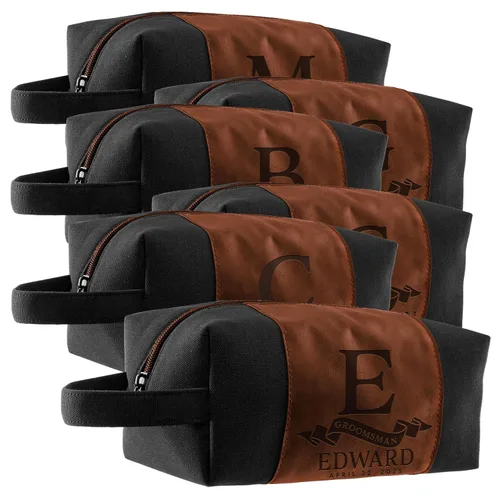 Miniatura 11 de Regalos personalizados para padrinos de boda, bolsas de aseo personalizadas para hombres, regalos de padrino de boda, Beige, Diseño #1, Juego de 3