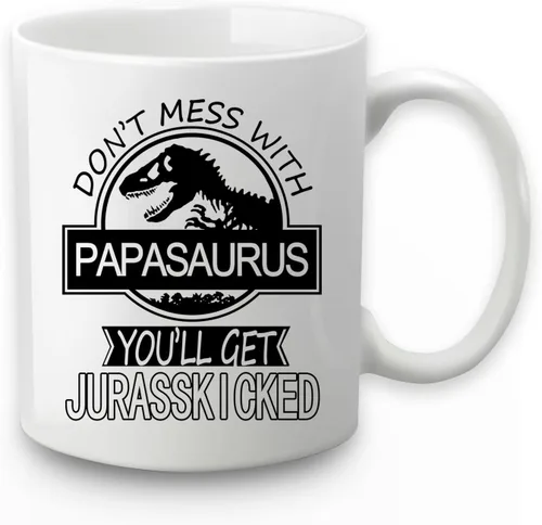 Miniatura 9 de Taza de café de 11 onzas con texto en inglés «Don't Mess With Grandpasaurus You'll Get Jurasskicked» para cumpleaños, día del padre, regalos