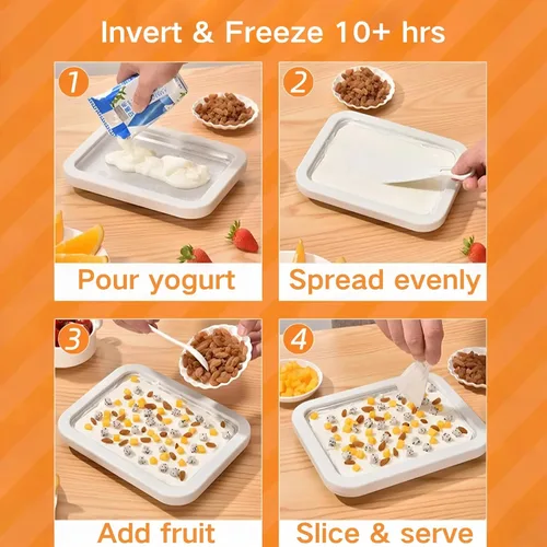 Miniatura 4 de Máquina para hacer helados enrollados, sartén para puntos dulces, plato frío instantáneo, ideal para hacer helado enrollado, suave para servir
