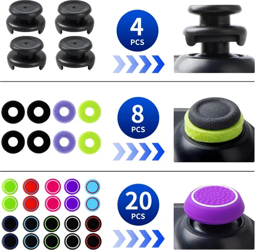 Miniatura 3 de Accesorios de control para PS5 Pulgar Grips Tapas de joystick con extensor de pulgar alto, cubiertas de repuesto para joystick, anillos de precisión
