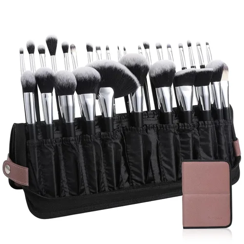 Miniatura 9 de DUcare Organizador de brochas de maquillaje, 30 piezas, fundas de viaje plegables, brochas de maquillaje, bolsa de cosméticos de pie, almacenamiento