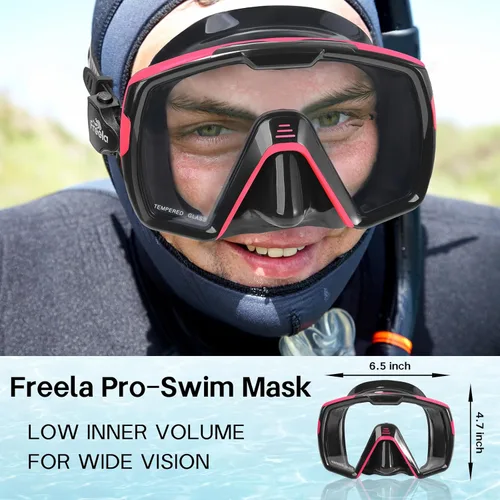 Miniatura 2 de Freela Adult Swim Goggles Mask for Adult with Nose Cover, Tempered Glass Anti Fog Waterproof 180° Clear Wide View Men Women Rosa