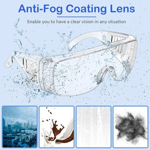 Miniatura 3 de Queekay Gafas de seguridad sobre anteojos Gafas de protección contra polvo, impacto y arañazos para hombres, mujeres, enfermeras, trabajadores