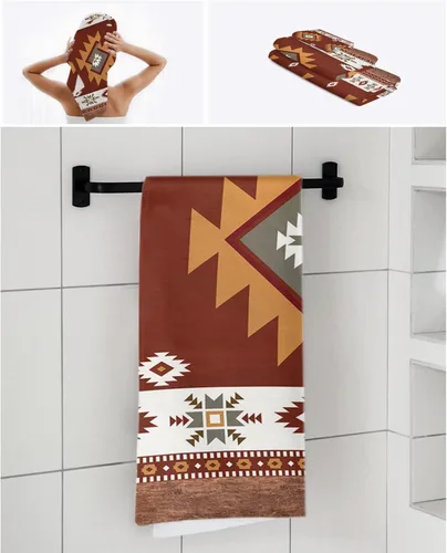 Miniatura 7 de Juego de 3 toallas de baño del suroeste, toallas de baño occidentales, suaves y absorbentes, decoración del suroeste para toallas de baño, juego