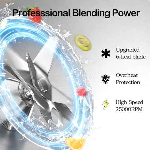 Miniatura 3 de CRANDDI Licuadora comercial, licuadoras de encimera de 2200 W con escudo extraíble, licuadora silenciosa para batidos y trituración de hielo, Negro