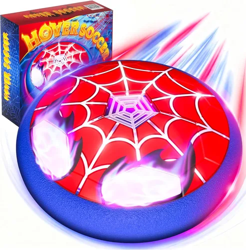 Pelota de fútbol flotante con luz para niños, diseño web brillante y ojos LED, juguetes de fútbol flotantes, juegos de interior con parachoques de