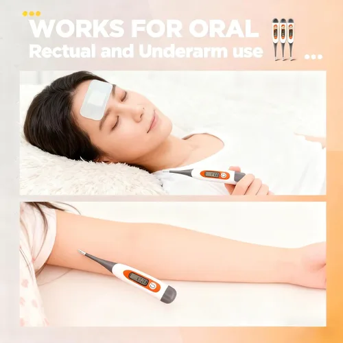 Miniatura 4 de TrelaCo 10 piezas Termómetro para adultos Termómetro digital oral para fiebre Temperatura basal del cuerpo Lectura rápida Punta flexible