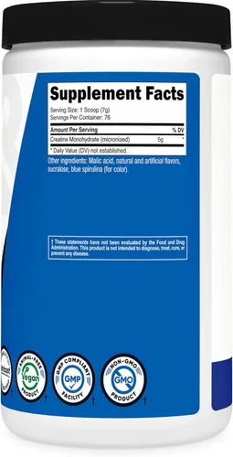 Miniatura 5 de Nutricost - Polvo de Monohidrato de Creatina (sabor Frambuesa Azul), 500 Gramos (1.1 LBS)
