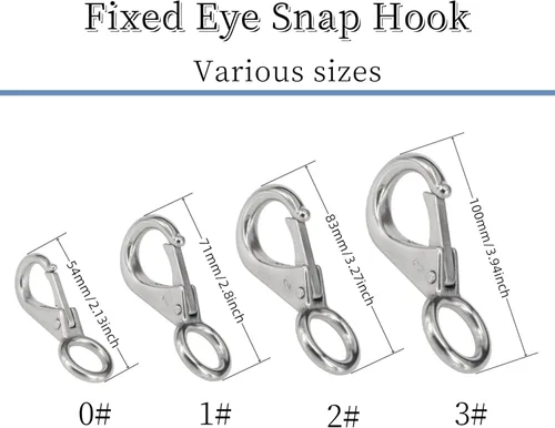 Miniatura 3 de Stainless Steel 316 Spring Snap Hook – Fixed Eye Clip for Boat, Flag Pole, Keychain, Car Keys Rustproof Snap Shackle with High-Strength Locking