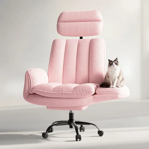 Miniatura 10 de HOMRELEXA Silla de oficina Criss Cross con reposabrazos y ruedas, cómoda silla de tocador de terciopelo, sillas ejecutivas ergonómicas para Blanco