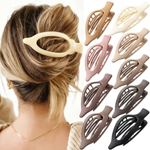 Miniatura 11 de Juego de 9 pinzas para el cabello mate: pinzas de metal antideslizantes grandes para cabello grueso y fino, 9 estilos con fuerte sujeción