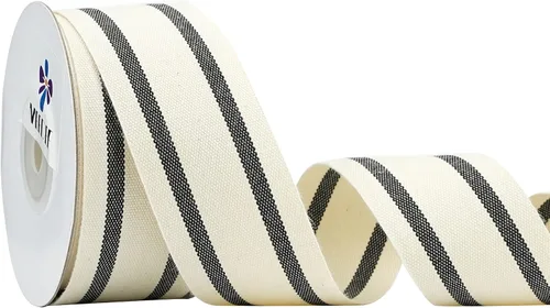 Miniatura 12 de MEEDEE Cinta de tela a rayas de algodón natural de 1 pulgada, cinta de rayas blancas y negras para manualidades, envoltura de regalos, decoración