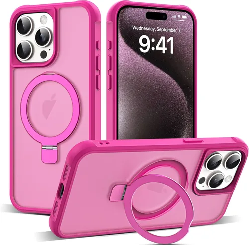Miniatura 20 de SKYLMW – Funda compatible con iPhone 12 Pro Max y iPhone 13 Pro Max con soporte magnético invisible tipo anillo, fundas translúcidas para teléfonos