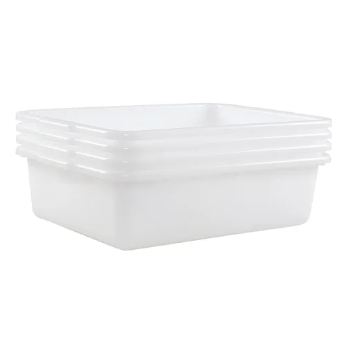 Miniatura 7 de Paquete de 4 cajas de autobús comerciales, caja de almacenamiento de plástico blanco/lavabo, bañeras de procesamiento de carne (25 litros)