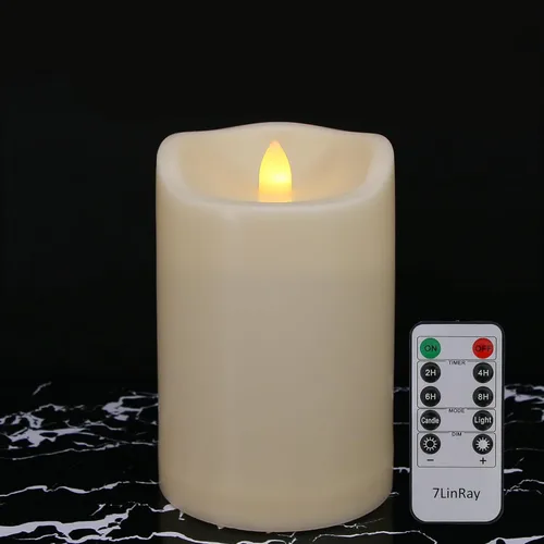 Velas grandes impermeables sin llama para exteriores con control remoto y temporizadores, velas LED parpadeantes que funcionan con pilas, de larga 1
