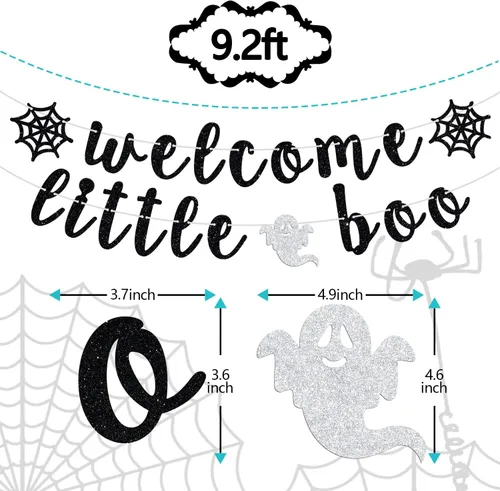 Miniatura 2 de Cartel de bienvenida Little Boo, Oh Baby, tema de Halloween, espeluznante baby shower, revelación de género, suministros de decoración de fiesta AF