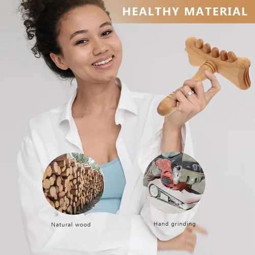 Miniatura 6 de Palo de guasha de haya natural para raspado de cuerpo completo, masaje, activación del punto de activación, superficie agradable a la piel, tabla